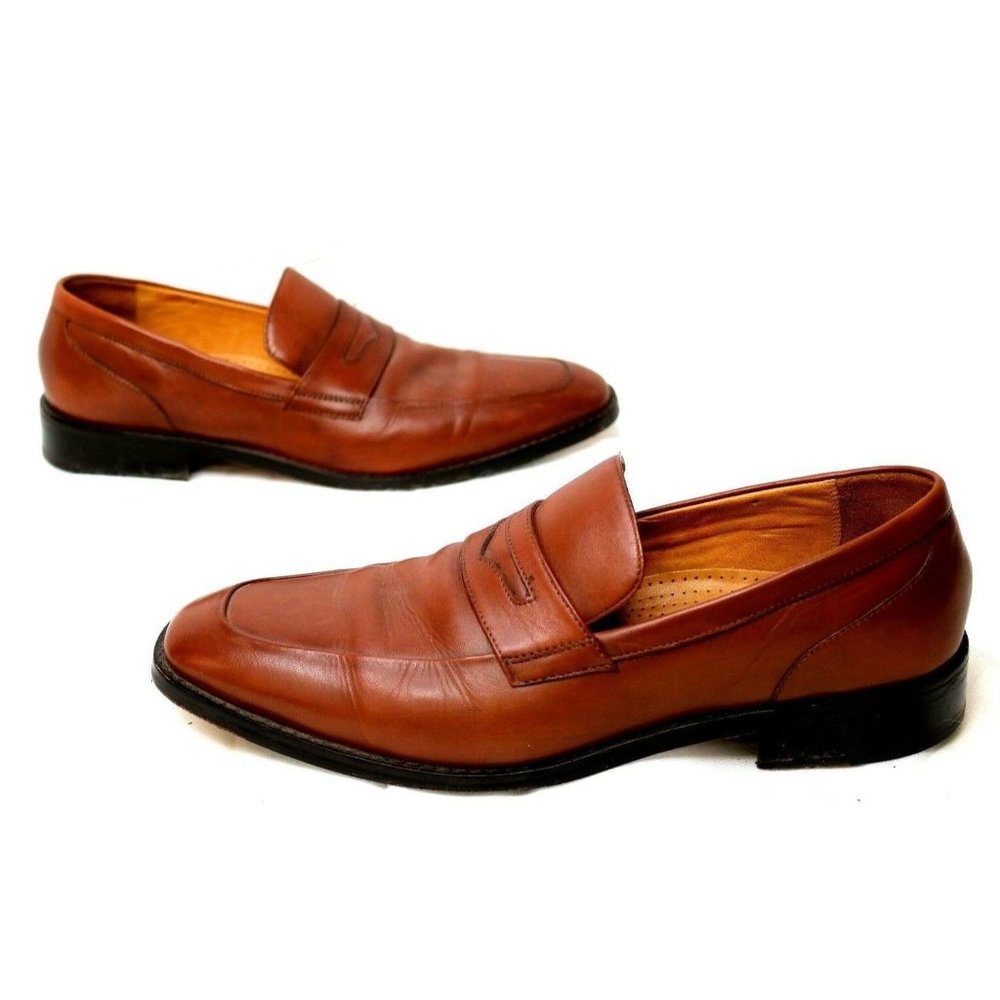 Cole Haan Men Size 11.5 M Chestnut Brown Dress Shoes Slip On Moccasins Leather